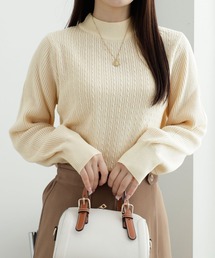 カシミヤタッチミニケーブルニット