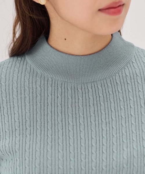 alotta(アロッタ)の「カシミヤタッチミニケーブルニット(ニット/セーター・レディース・ライトブルー/ネイビー/杢グレー/アイボリー・L/LL/3L/M)」の19枚目の写真