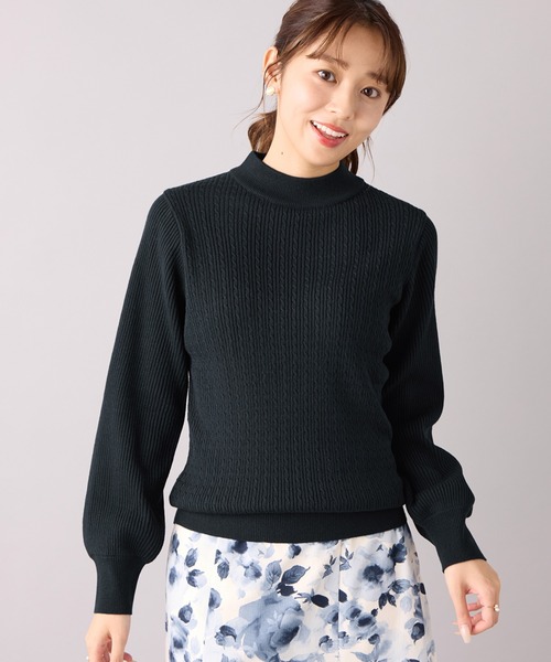 alotta(アロッタ)の「カシミヤタッチミニケーブルニット(ニット/セーター・レディース・ライトブルー/ネイビー/杢グレー/アイボリー・L/LL/3L/M)」の15枚目の写真