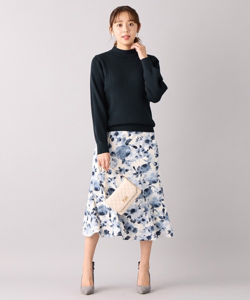 alotta(アロッタ)の「カシミヤタッチミニケーブルニット(ニット/セーター・レディース・ライトブルー/ネイビー/杢グレー/アイボリー・L/LL/3L/M)」の14枚目の写真