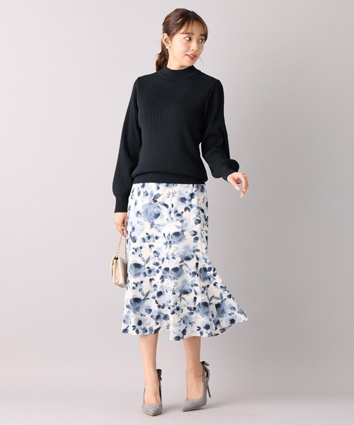 alotta(アロッタ)の「カシミヤタッチミニケーブルニット(ニット/セーター・レディース・ライトブルー/ネイビー/杢グレー/アイボリー・L/LL/3L/M)」の12枚目の写真
