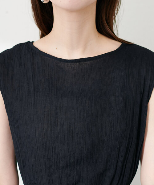 natural couture(ナチュラルクチュール)の「べっ甲Dかん太ベルト涼しげワンピース(ワンピース・レディース・ブラック/サックスブルー/ボルドー/ミント/チェック/ベージュ・FREE)」の15枚目の写真