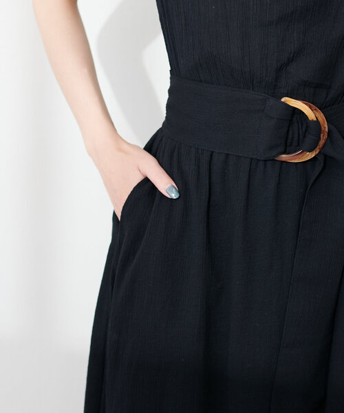 natural couture(ナチュラルクチュール)の「べっ甲Dかん太ベルト涼しげワンピース(ワンピース・レディース・ブラック/サックスブルー/ボルドー/ミント/チェック/ベージュ・FREE)」の18枚目の写真