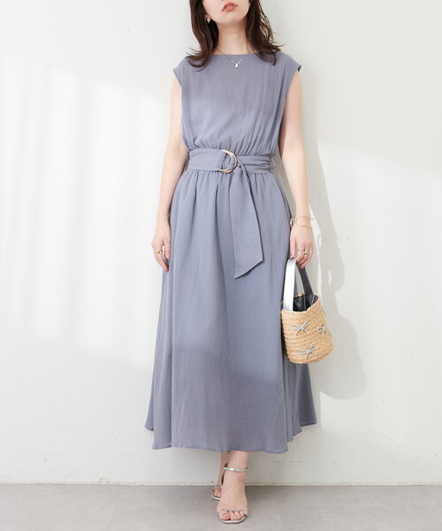 natural couture(ナチュラルクチュール)の「べっ甲Dかん太ベルト涼しげワンピース(ワンピース・レディース・ブラック/サックスブルー/ボルドー/ミント/チェック/ベージュ・FREE)」の22枚目の写真