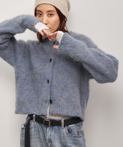 Auntie Rosa Holiday（アンティローザホリデー）の「モヘアタッチシャギークルーカーディガン（カーディガン/ボレロ・レディース・オフホワイト/グレー/ブルー/ピンク・FREE）」の8枚目の写真