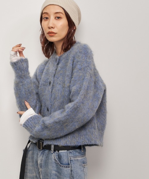 Auntie Rosa Holiday（アンティローザホリデー）の「モヘアタッチシャギークルーカーディガン（カーディガン/ボレロ・レディース・オフホワイト/グレー/ブルー/ピンク・FREE）」の9枚目の写真