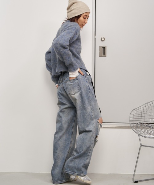 Auntie Rosa Holiday（アンティローザホリデー）の「モヘアタッチシャギークルーカーディガン（カーディガン/ボレロ・レディース・オフホワイト/グレー/ブルー/ピンク・FREE）」の15枚目の写真