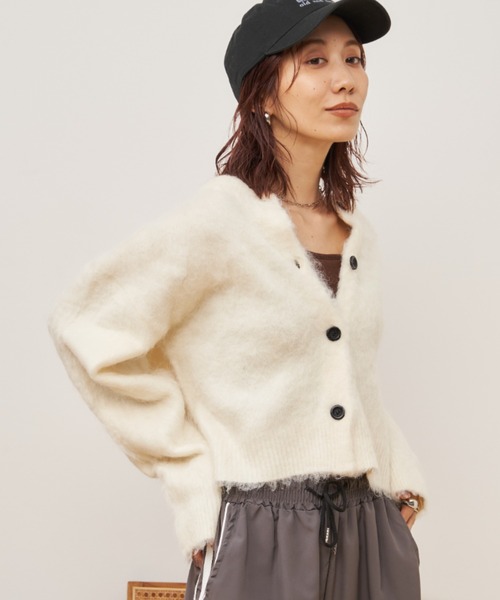 Auntie Rosa Holiday（アンティローザホリデー）の「モヘアタッチシャギークルーカーディガン（カーディガン/ボレロ・レディース・オフホワイト/グレー/ブルー/ピンク・FREE）」の21枚目の写真