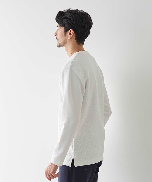 UNION STATION（ユニオンステーション）の「ジャガード ドッキング クルーネックロンT（Tシャツ/カットソー・メンズ・ホワイト/ブラック・M/L/LL）」の4枚目の写真