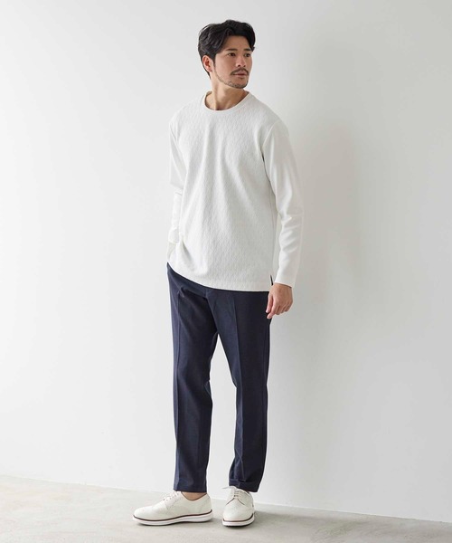 UNION STATION（ユニオンステーション）の「ジャガード ドッキング クルーネックロンT（Tシャツ/カットソー・メンズ・ホワイト/ブラック・M/L/LL）」の7枚目の写真