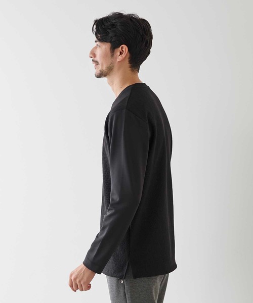 UNION STATION（ユニオンステーション）の「ジャガード ドッキング クルーネックロンT（Tシャツ/カットソー・メンズ・ホワイト/ブラック・M/L/LL）」の9枚目の写真