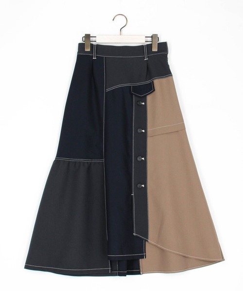 MARIA バイカラーアシンメトリースカート