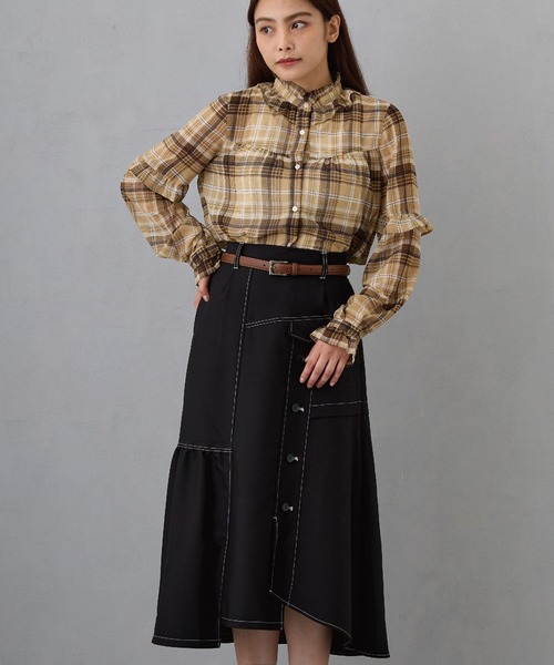 M・U SPORTS エムユースポーツ アシンメトリー 台形 スカート 44