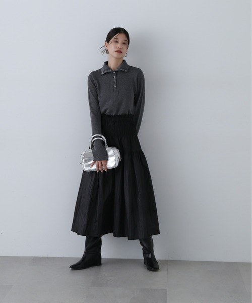 N.（N. Natural Beauty Basic）（エヌエヌナチュラルビューティーベーシック）の「◆ヘンリースナップボタンカットソー（Tシャツ/カットソー・レディース・チャコールグレー/ホワイト・MEDIUM）」の16枚目の写真