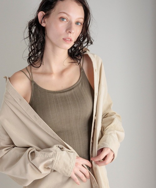 bijorie（ビジュリィ）の「【bijorie】カップ付きバッククロスキャミ／NEW BASIC (アルガンオイル配合)（その他アンダーウェア/インナー・レディース・ブラック/オフホワイト/カーキ・MEDIUM/LARGE/LG）」の4枚目の写真