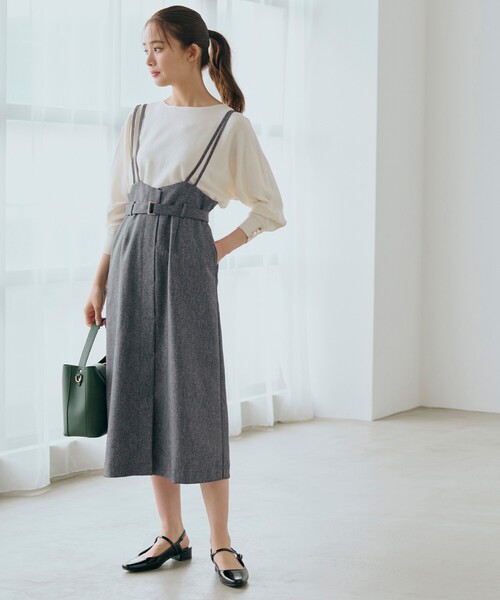 grove（グローブ）の「◆ツイードMIXサス付きスカート（スカート・レディース・ブラウン系その他/グレー系3/ネイビー/ブラック・02/03/01/04/05）」の3枚目の写真