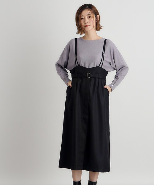 grove（グローブ）の「◆ツイードMIXサス付きスカート（スカート・レディース・ブラウン系その他/グレー系3/ネイビー/ブラック・02/03/01/04/05）」の2枚目の写真