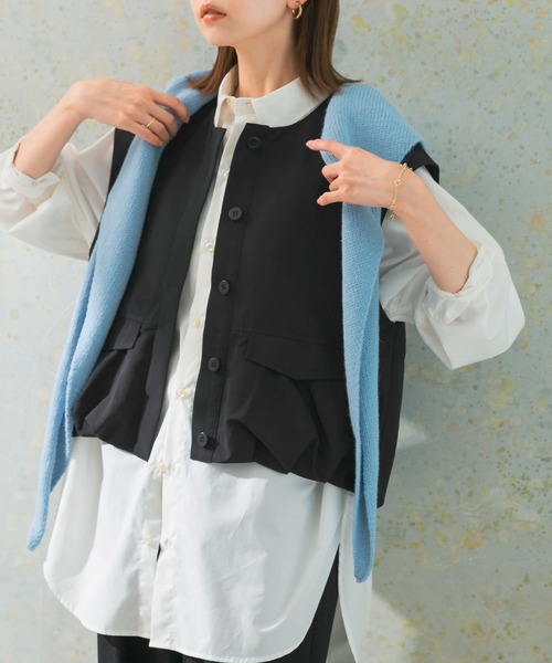 URBAN RESEARCH ROSSO WOMEN(アーバンリサーチ ロッソ)の「バルーンベスト(ベスト・レディース・ライトブルー/ブラック・FREE)」の2枚目の写真