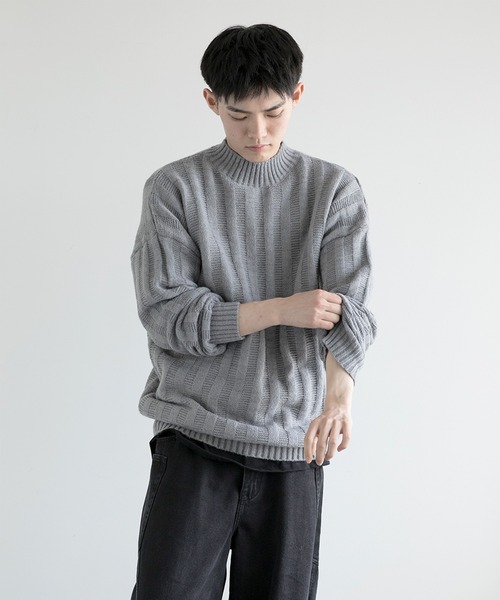 aimoha(アイモハ)の「aimoha men Soft Texture high-necked Knit Sweater(ニット/セーター・メンズ・ダークグレー/ベージュ/ブラック・MEDIUM/LARGE/X-LARGE/XX-LARGE/XXX-LARGE)」の2枚目の写真