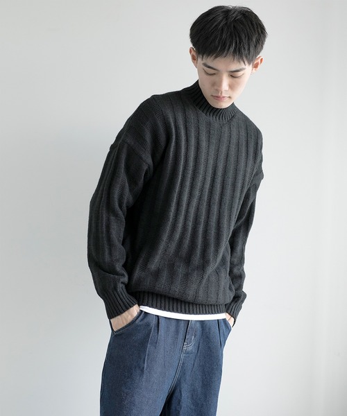 aimoha(アイモハ)の「aimoha men Soft Texture high-necked Knit Sweater(ニット/セーター・メンズ・ダークグレー/ベージュ/ブラック・MEDIUM/LARGE/X-LARGE/XX-LARGE/XXX-LARGE)」の1枚目の写真