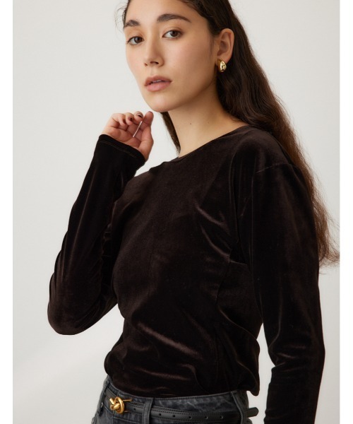 crie conforto(クリーコンフォルト)の「2WAYベロアトップス 秋服(Tシャツ/カットソー・レディース・ダークグレー/キナリ/ブラウン・FREE)」の3枚目の写真