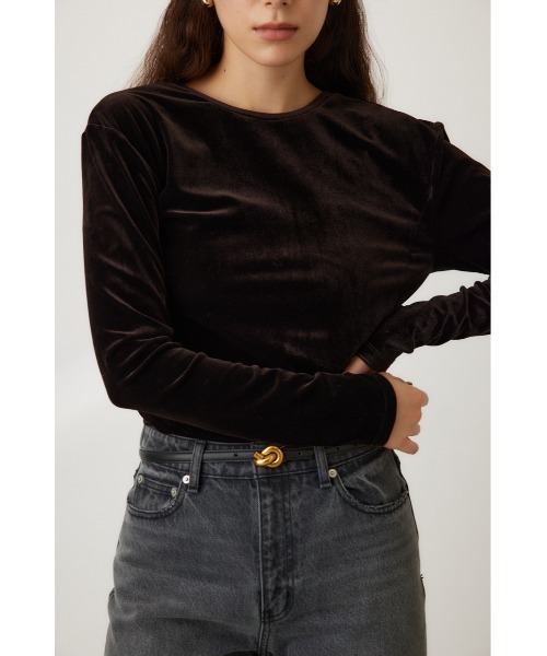 crie conforto(クリーコンフォルト)の「2WAYベロアトップス 秋服(Tシャツ/カットソー・レディース・ダークグレー/キナリ/ブラウン・FREE)」の4枚目の写真