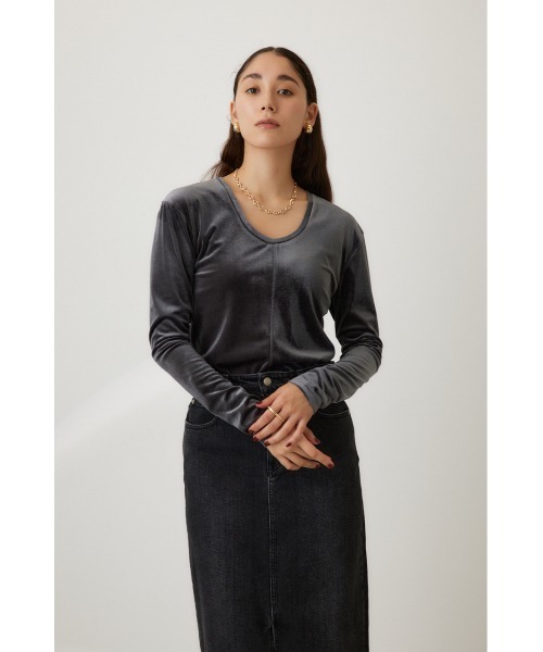 crie conforto(クリーコンフォルト)の「2WAYベロアトップス 秋服(Tシャツ/カットソー・レディース・ダークグレー/キナリ/ブラウン・FREE)」の18枚目の写真