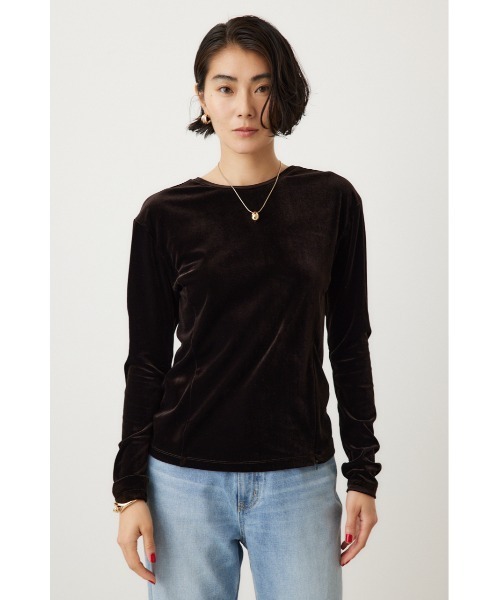 crie conforto(クリーコンフォルト)の「2WAYベロアトップス 秋服(Tシャツ/カットソー・レディース・ダークグレー/キナリ/ブラウン・FREE)」の6枚目の写真