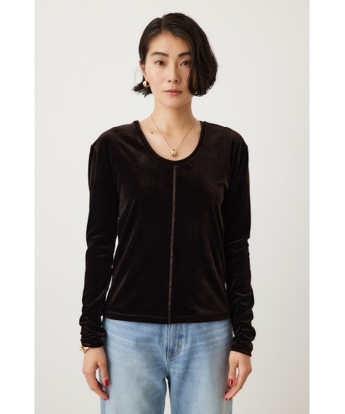crie conforto(クリーコンフォルト)の「2WAYベロアトップス 秋服(Tシャツ/カットソー・レディース・ダークグレー/キナリ/ブラウン・FREE)」の14枚目の写真
