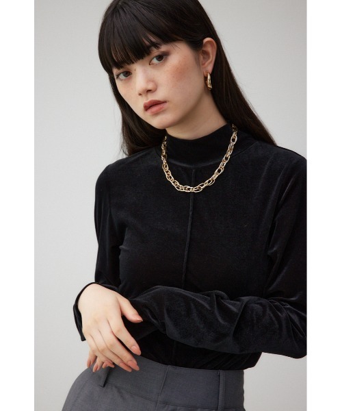 AZUL by moussy（アズールバイマウジー）の「ベロアカットトップス（Tシャツ/カットソー・レディース・ダークグリーン/ブラック/アイボリー・FREE）」の15枚目の写真