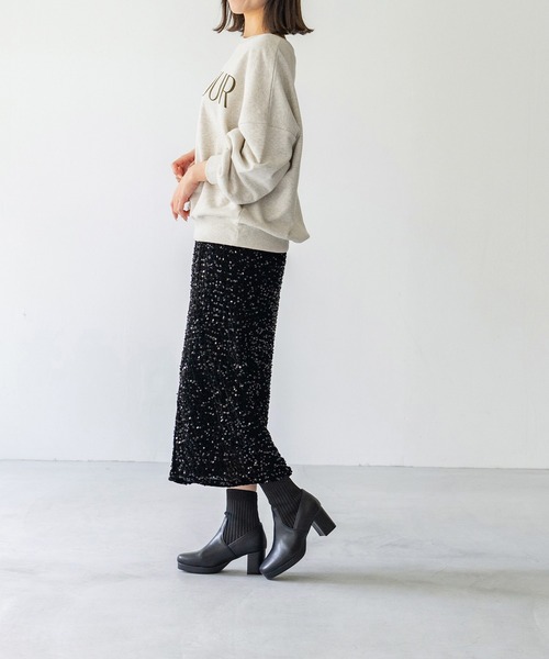 menue(メヌエ)の「プラットフォーム リブニットソックスブーツ(ブーツ・レディース・シルバー/ブラック・S/SS/3L/LL/L/M)」の6枚目の写真