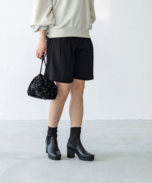 menue(メヌエ)の「プラットフォーム リブニットソックスブーツ(ブーツ・レディース・シルバー/ブラック・S/SS/3L/LL/L/M)」の9枚目の写真