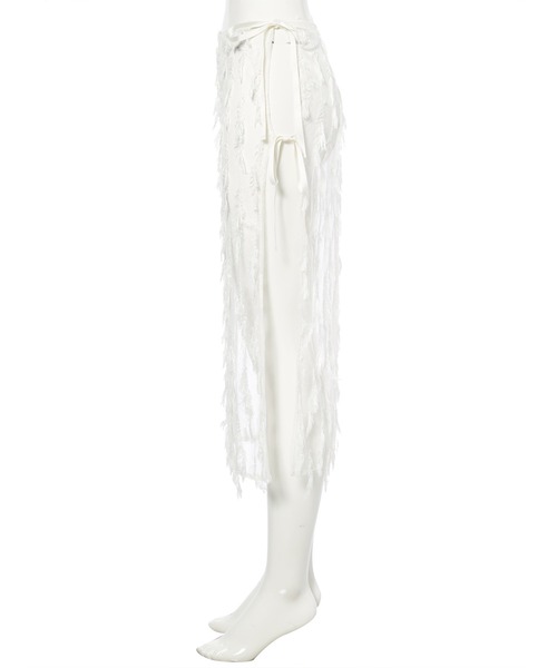 Edit Sheen(エディットシーン)の「フリンジチュールラップスカート(スカート・レディース・ブラック/ホワイト・F)」の4枚目の写真