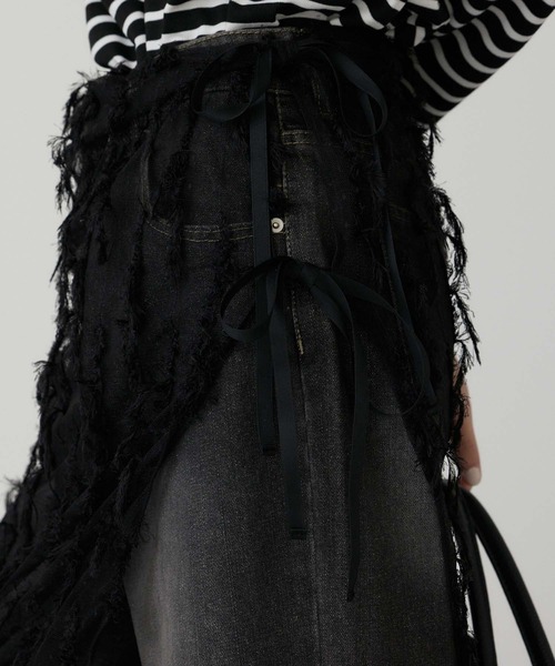 Edit Sheen(エディットシーン)の「フリンジチュールラップスカート(スカート・レディース・ブラック/ホワイト・F)」の16枚目の写真