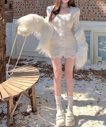 ENLIKE（エンリケ）の「レースフリルデザインタイトミニワンピ（ワンピース）」