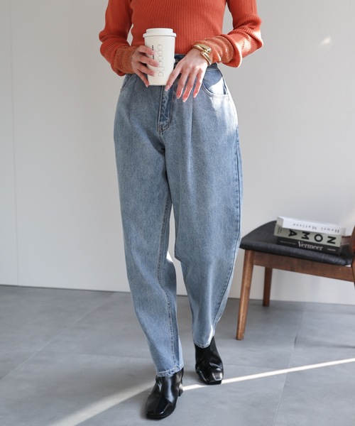 sakishimatokyo(サキシマトーキョー)の「タック入りコクーンデニムパンツ/ジーパン/クロップド(デニムパンツ・レディース・ネイビー/グレー/ブルー・M/L)」の20枚目の写真