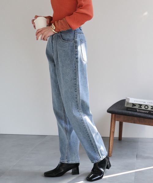 sakishimatokyo(サキシマトーキョー)の「タック入りコクーンデニムパンツ/ジーパン/クロップド(デニムパンツ・レディース・ネイビー/グレー/ブルー・M/L)」の8枚目の写真