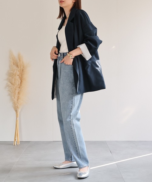 sakishimatokyo(サキシマトーキョー)の「タック入りコクーンデニムパンツ/ジーパン/クロップド(デニムパンツ・レディース・ネイビー/グレー/ブルー・M/L)」の4枚目の写真