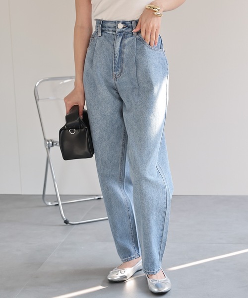 sakishimatokyo(サキシマトーキョー)の「タック入りコクーンデニムパンツ/ジーパン/クロップド(デニムパンツ・レディース・ネイビー/グレー/ブルー・M/L)」の9枚目の写真