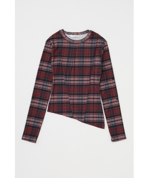 MOUSSY(マウジー)の「TUCK CHECK トップス(Tシャツ/カットソー・レディース・レッド/ブルー・FREE)」の2枚目の写真