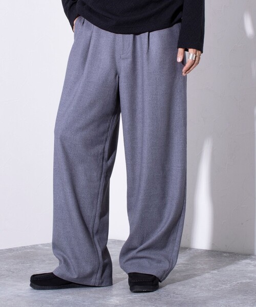 GEVACO（ゲバコ）の「【GEVACO/ゲバコ】TR タック入り イージーワイドパンツ チェック ワンポイントロゴ（スラックス・メンズ・グレー系その他/ブラック/グレー・M/L）」の3枚目の写真