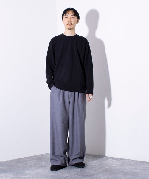 GEVACO（ゲバコ）の「【GEVACO/ゲバコ】TR タック入り イージーワイドパンツ チェック ワンポイントロゴ（スラックス・メンズ・グレー系その他/ブラック/グレー・M/L）」の5枚目の写真