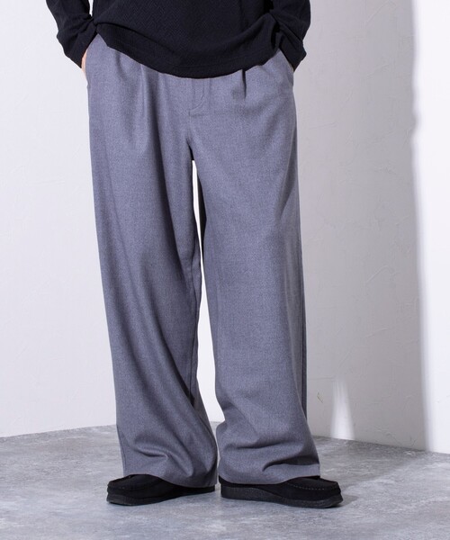 GEVACO（ゲバコ）の「【GEVACO/ゲバコ】TR タック入り イージーワイドパンツ チェック ワンポイントロゴ（スラックス・メンズ・グレー系その他/ブラック/グレー・M/L）」の6枚目の写真