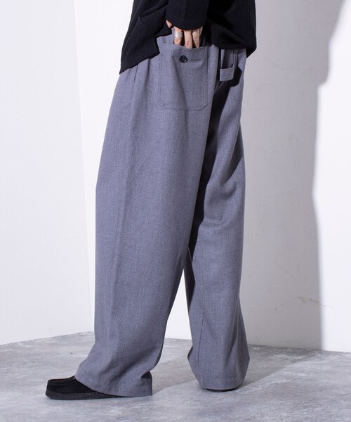 GEVACO（ゲバコ）の「【GEVACO/ゲバコ】TR タック入り イージーワイドパンツ チェック ワンポイントロゴ（スラックス・メンズ・グレー系その他/ブラック/グレー・M/L）」の8枚目の写真