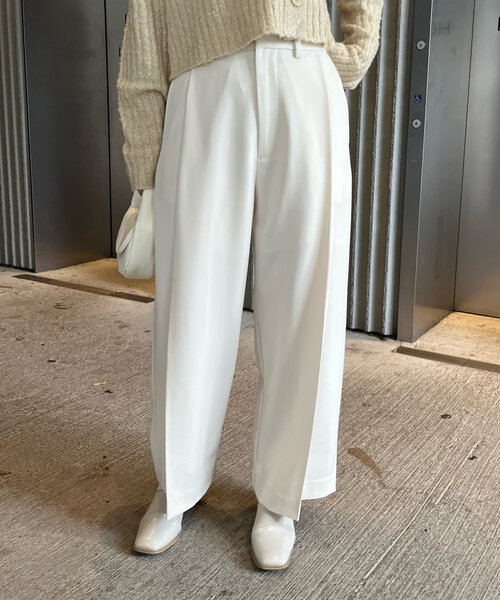 mline（エムライン）の「[mline]シンプルスラックスパンツ（スラックス・レディース・アイボリー/チャコールグレー/グレー・1/2）」の5枚目の写真