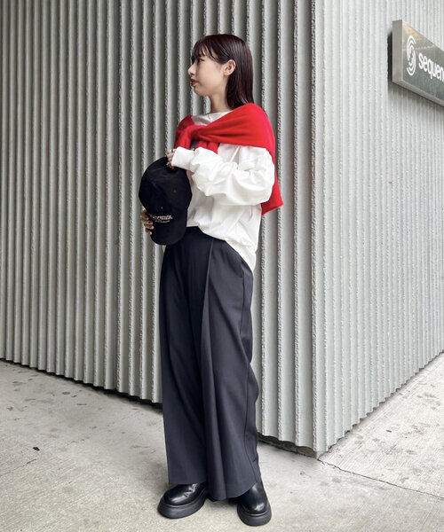 mline（エムライン）の「[mline]シンプルスラックスパンツ（スラックス・レディース・アイボリー/チャコールグレー/グレー・1/2）」の17枚目の写真