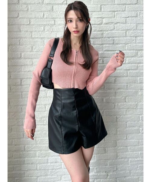 セール】ジップデザインクロップドニットトップス（ニット/セーター