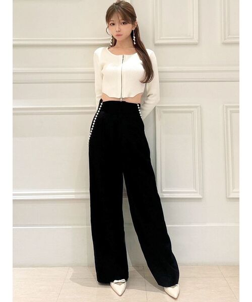 セール】ジップデザインクロップドニットトップス（ニット/セーター