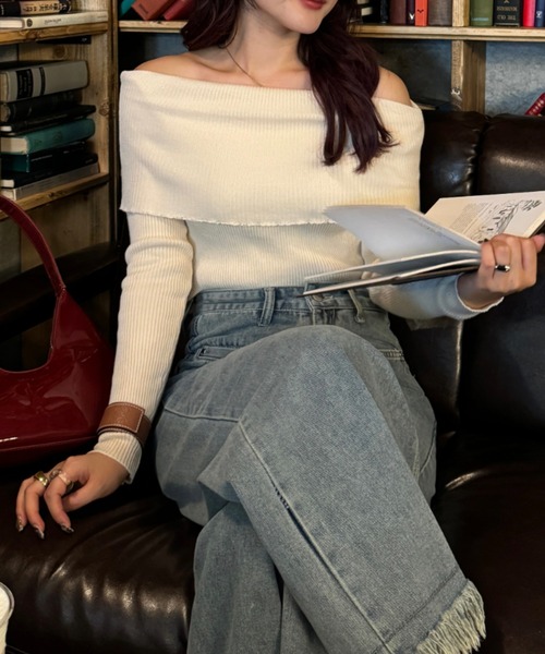 【30％OFFセール】0325143350,Diagram,オフショルリブニットトップ ,送料無料,インスタ,25SS SLY | OFF SHOULDER KNIT トップス (ニット ) |SHEL'TTER WEBSTORE