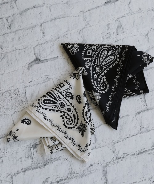 セール】モノトーンペイズリー柄スカーフ（バンダナ/スカーフ